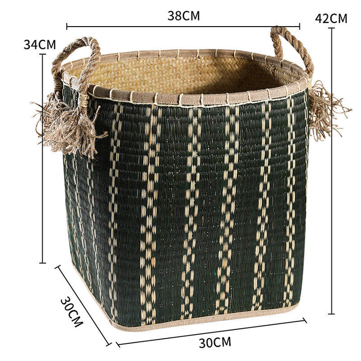 Handwoven Storage Basket with Decorative Handles Kalsten