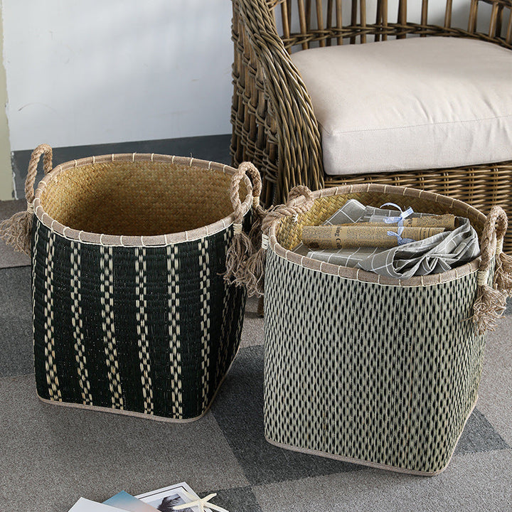 Handwoven Storage Basket with Decorative Handles Kalsten