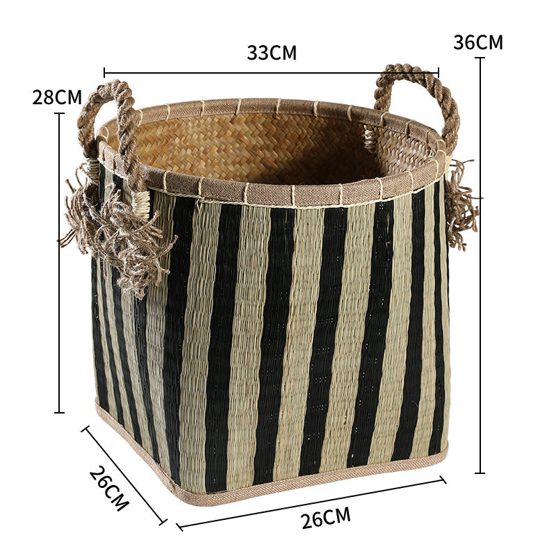 Handwoven Storage Basket with Decorative Handles Kalsten