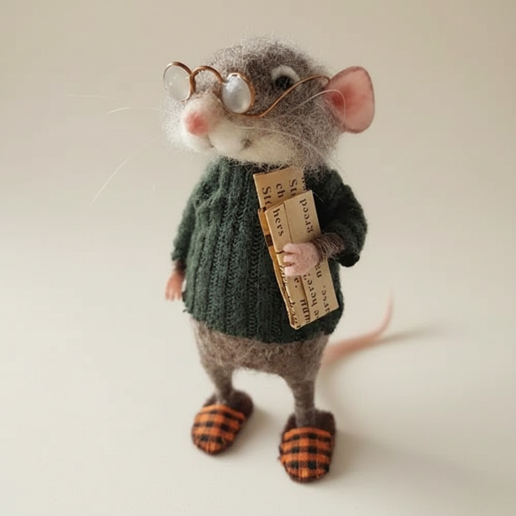 Kalsten | Handmade Felted Mouse Decoration | Eco-Friendly Wool | Holiday Ornament & Gift
