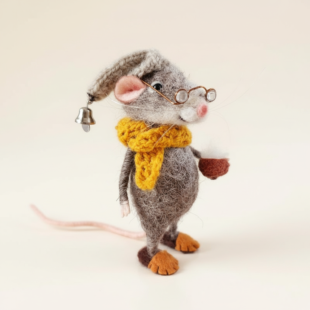 Kalsten | Handmade Felted Mouse Decoration | Eco-Friendly Wool | Holiday Ornament & Gift