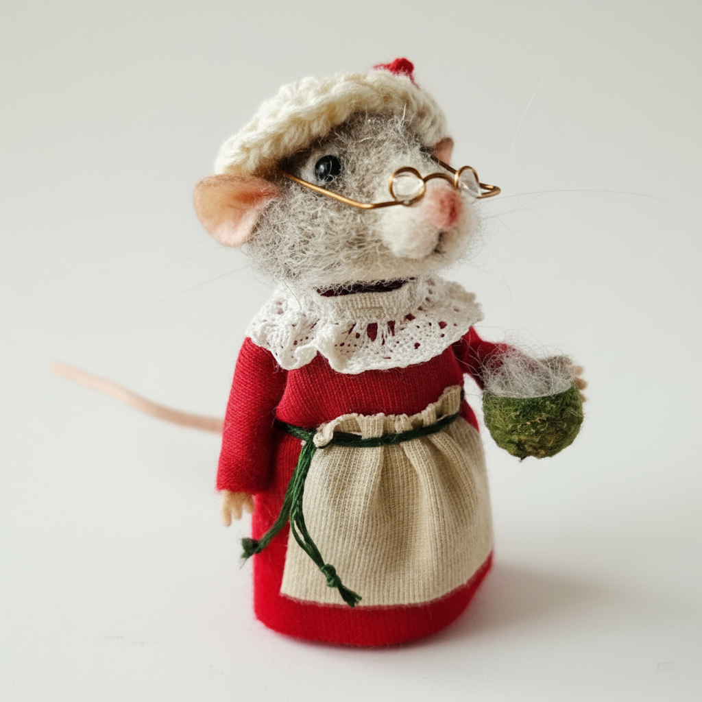 Kalsten | Handmade Felted Mouse Decoration | Eco-Friendly Wool | Holiday Ornament & Gift