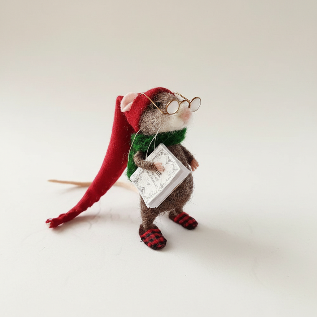 Kalsten | Handmade Felted Mouse Decoration | Eco-Friendly Wool | Holiday Ornament & Gift