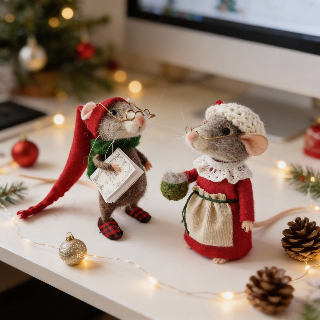 Kalsten | Handmade Felted Mouse Decoration | Eco-Friendly Wool | Holiday Ornament & Gift