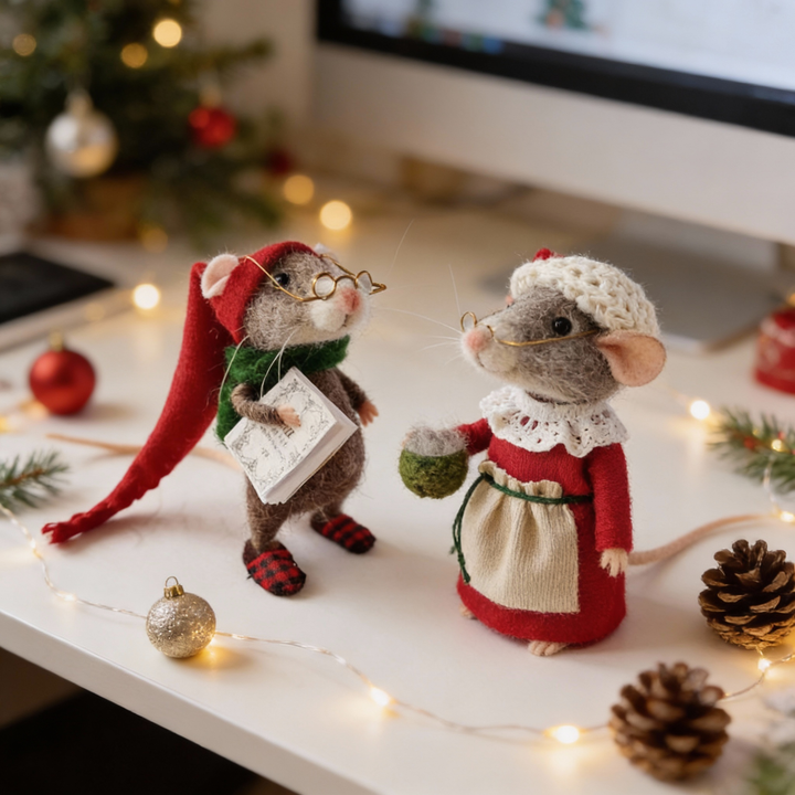 Kalsten | Handmade Felted Mouse Decoration | Eco-Friendly Wool | Holiday Ornament & Gift