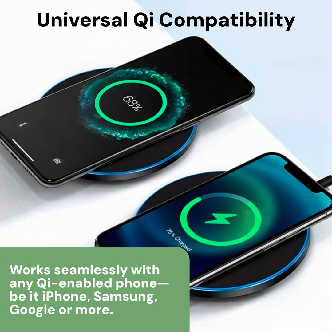 Kalsten | 15W Wireless Charging Pad for iPhone & Android – Fast Wireless Charger Base with Sleek Design for Home & Office | Apple & Samsung Compatible