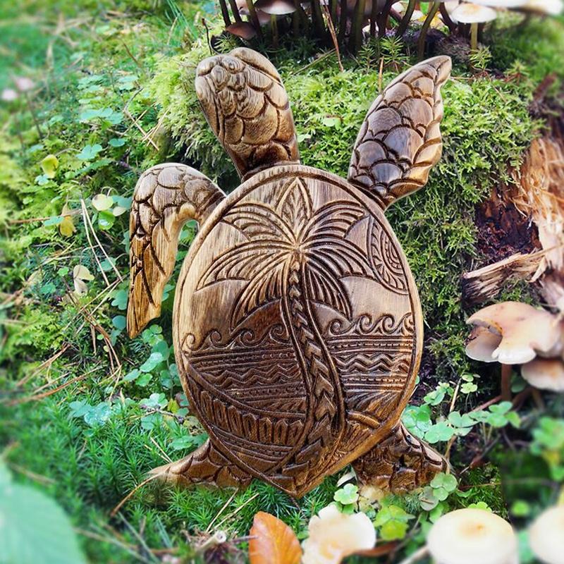 Wood sculpture Hawaii turtle | Kalsten