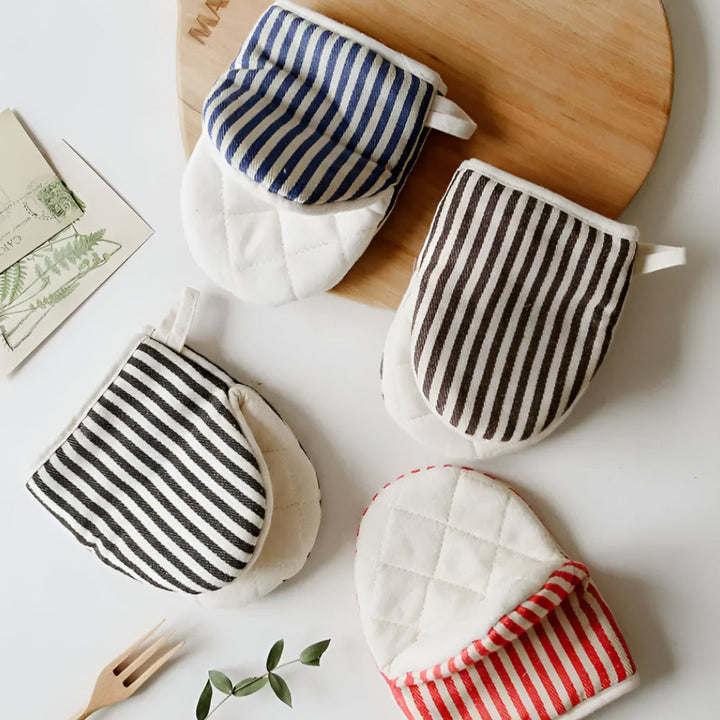 Striped Heat-Resistant Kitchen Oven Gloves