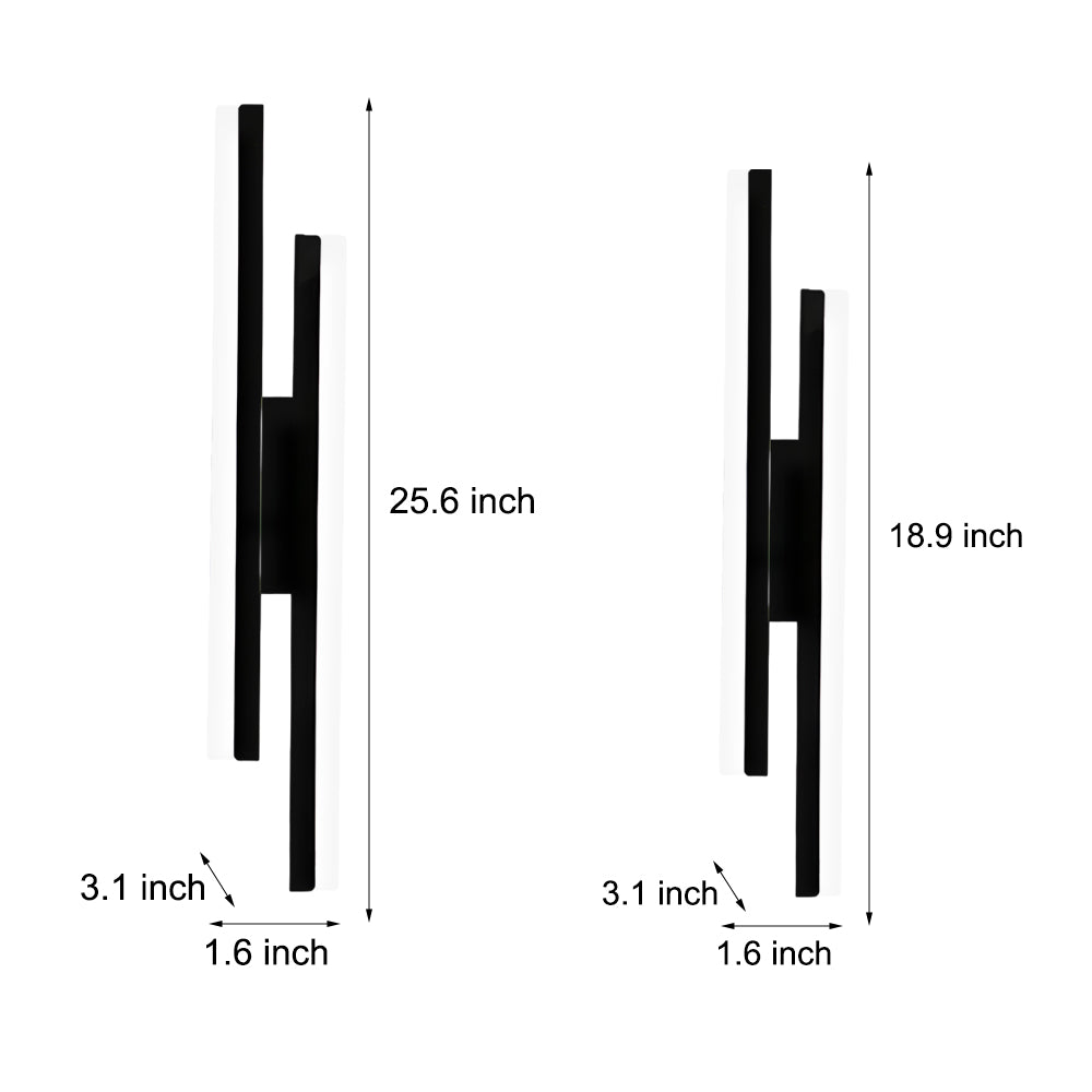 Modern 2-Light Linear LED Wall Lamp with 3-Step Dimming - Black/Gold Wall Sconce | Kalsten