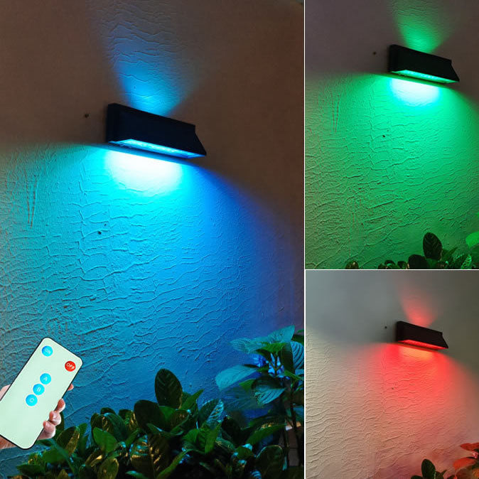 Outdoor Solar Waterproof Rectangular Slant LED Patio Wall Sconce Lamp | Kalsten