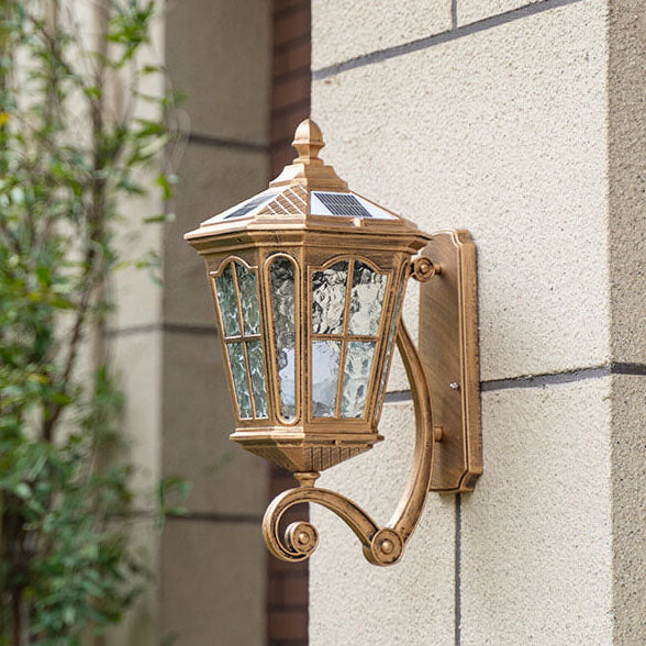 European Solar Outdoor Lantern Aluminum Glass Waterproof 1-Light Wall Sconce Lamp | Kalsten