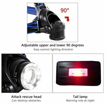 Kalsten | 300LM Rechargeable LED Headlamp Zoomable Torch Tactical Headlight Flashlight
