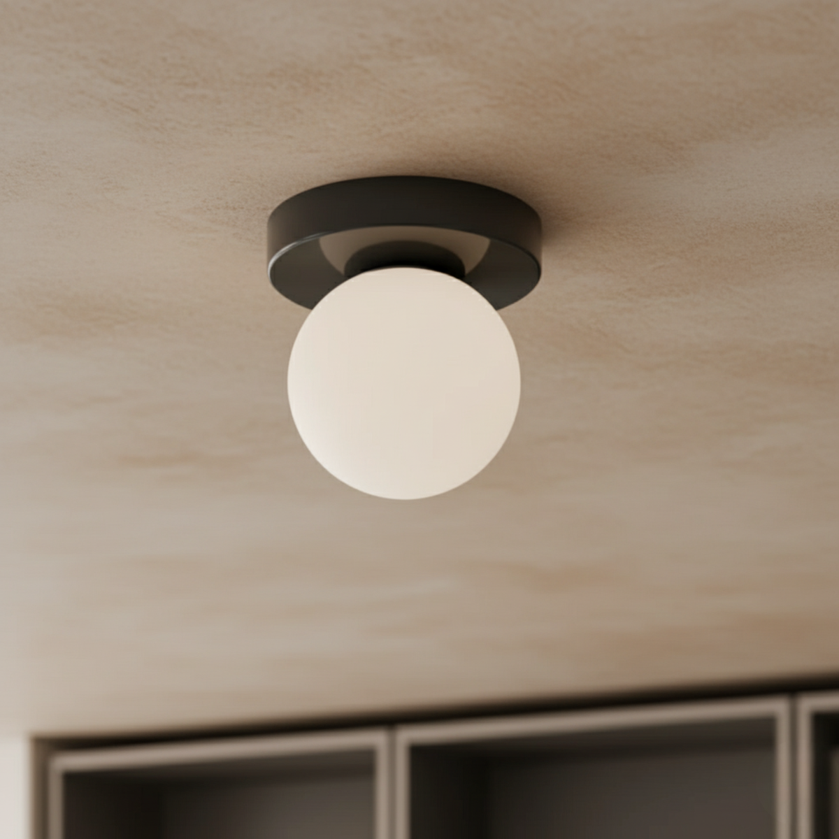 Round Frosted Glass Globe Ceiling Sconce