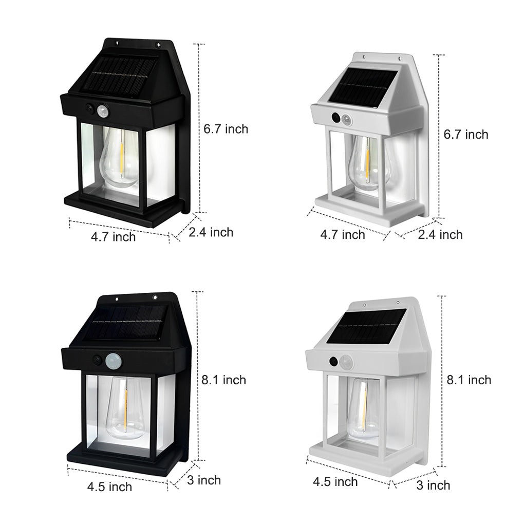 Tungsten Bulb Solar Wall Lanterns Dusk to Dawn Motion Senor Lighting | Kalsten