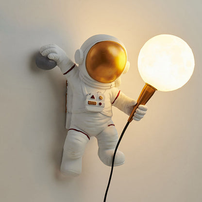 Skanto | Modern Creative Cartoon Astronaut Resin ABS 1-Light Wall Lamp for Bedroom