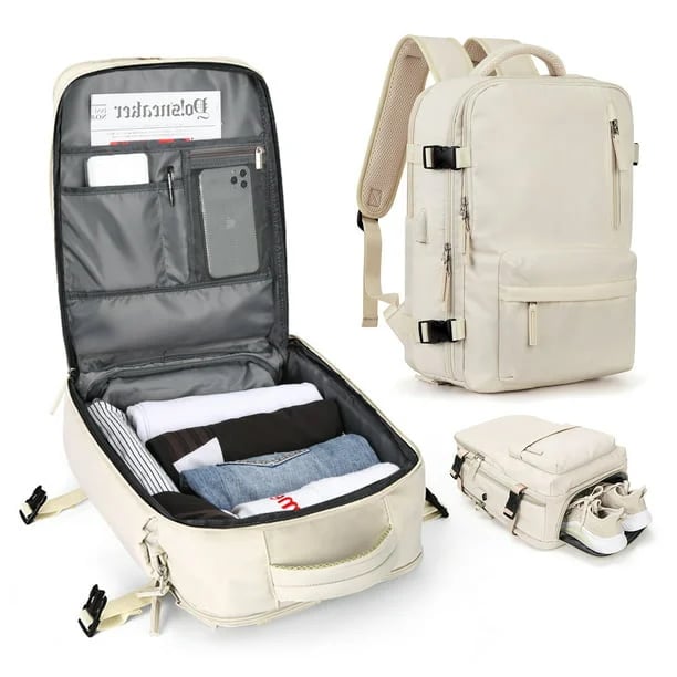 Kalsten | Travelliva Women's Travel Backpack 35 L | Waterproof & with USB Port | Anti-theft & Shoe Compartment | For Hiking, Daily Use & Travel