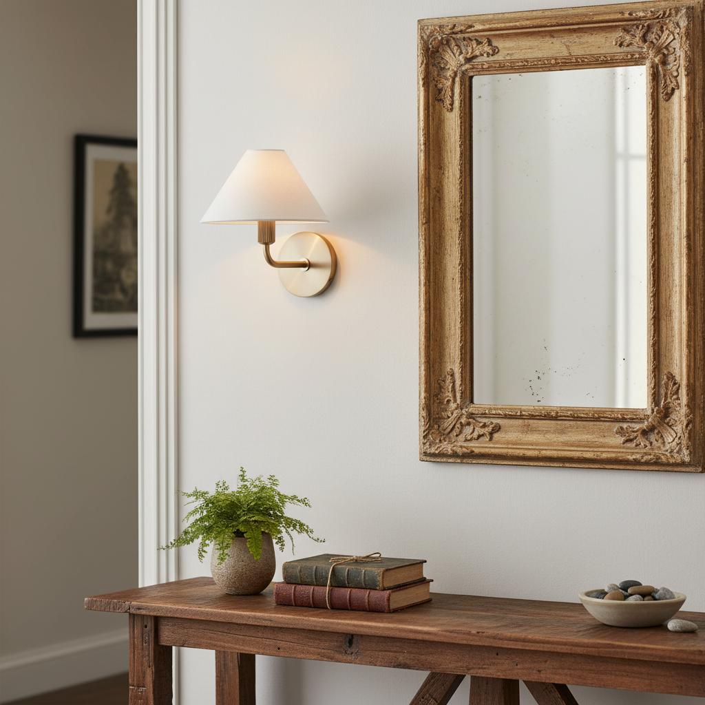 Freyza | Vector Fabric Brass Wall Sconce | Kalsten
