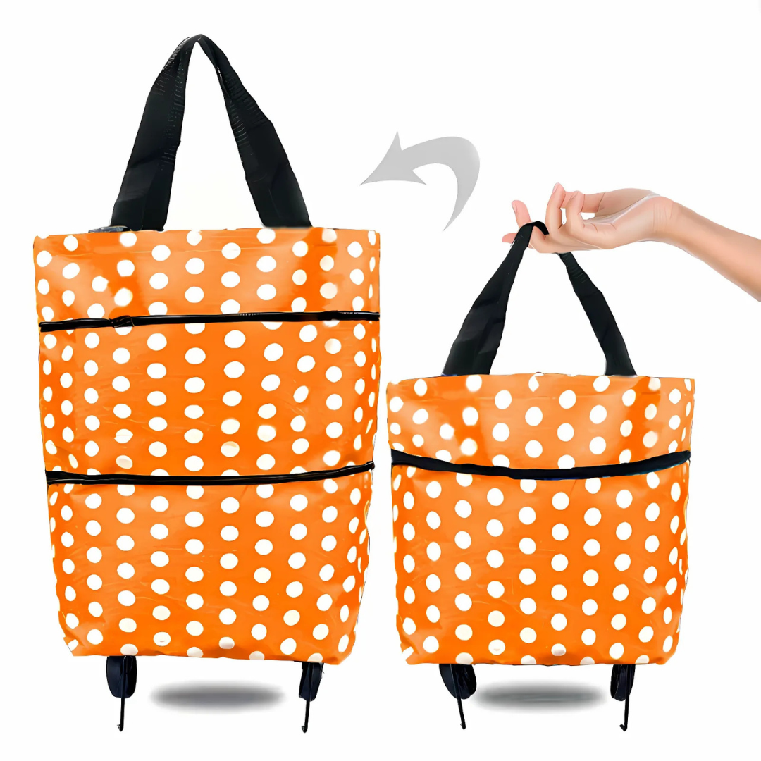Foldable shopping trolley with expandable wheels | Kalsten