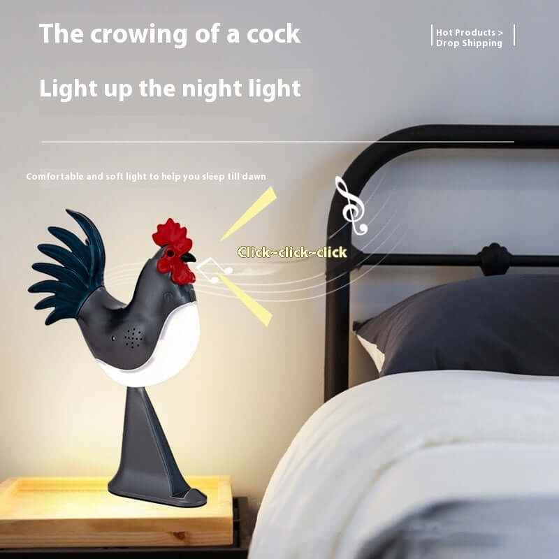 LED Rooster Night Light Touch With Sound Rechargeable Bedroom Bedside Lamp Dimmable Car Ambience Aroma Carrying Lamp Home Decor | Kalsten