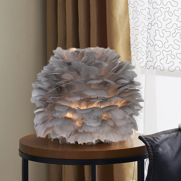 Luxury Feather Table Lamp Bedroom or Nightstand Light | Kalsten