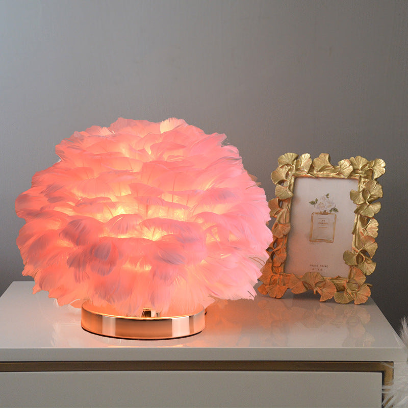 Luxury Feather Table Lamp Bedroom or Nightstand Light | Kalsten
