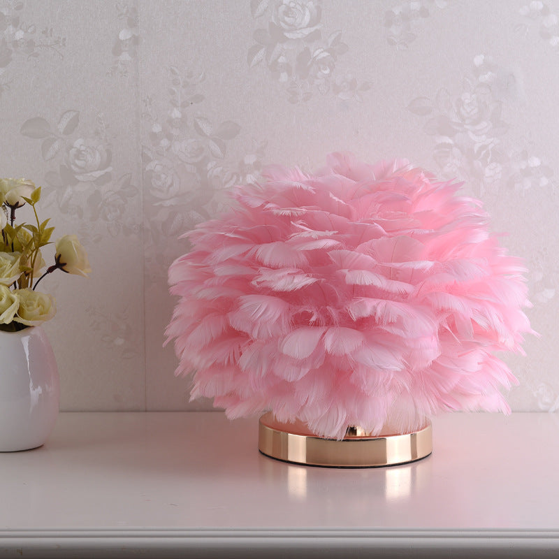 Luxury Feather Table Lamp Bedroom or Nightstand Light | Kalsten