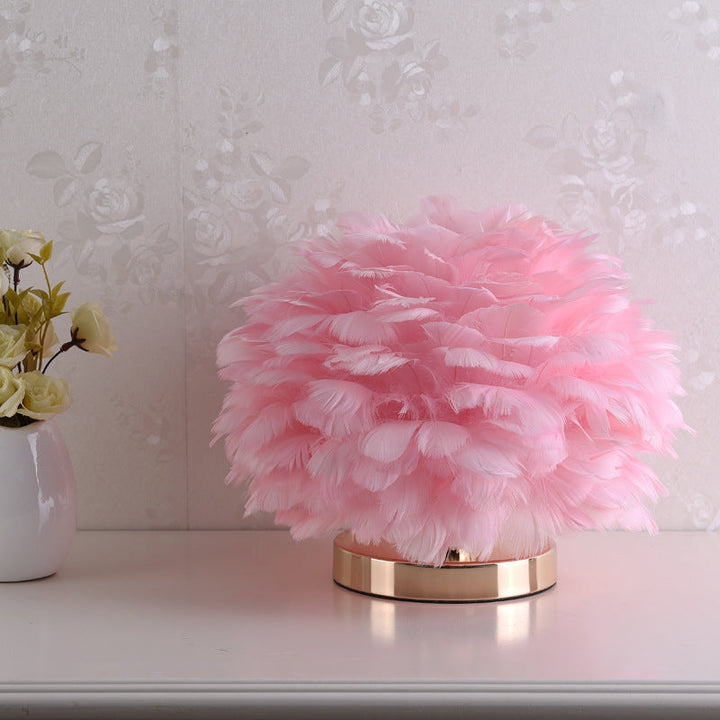 Luxury Feather Table Lamp Bedroom or Nightstand Light | Kalsten
