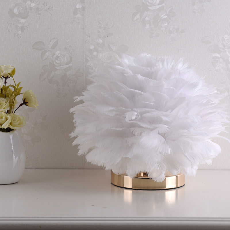 Luxury Feather Table Lamp Bedroom or Nightstand Light | Kalsten