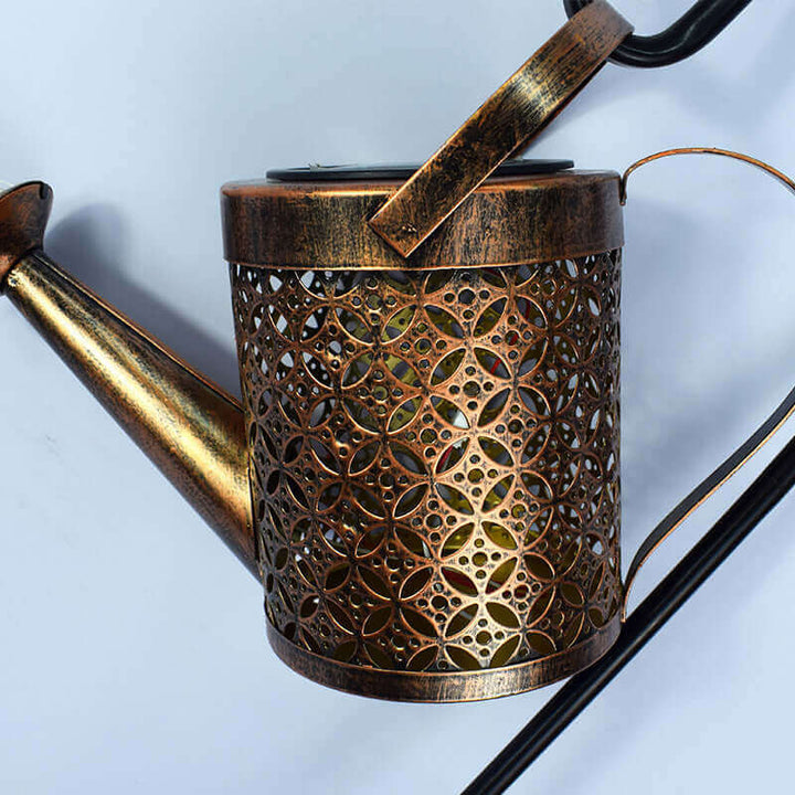 Enchanted Watering Can Outdoor Solar Watering Can Ornament Lamp Garden Art Light Decoration Hollow-out Iron Shower LED Lights | Kalsten