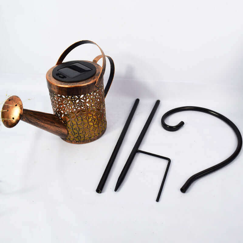 Enchanted Watering Can Outdoor Solar Watering Can Ornament Lamp Garden Art Light Decoration Hollow-out Iron Shower LED Lights | Kalsten