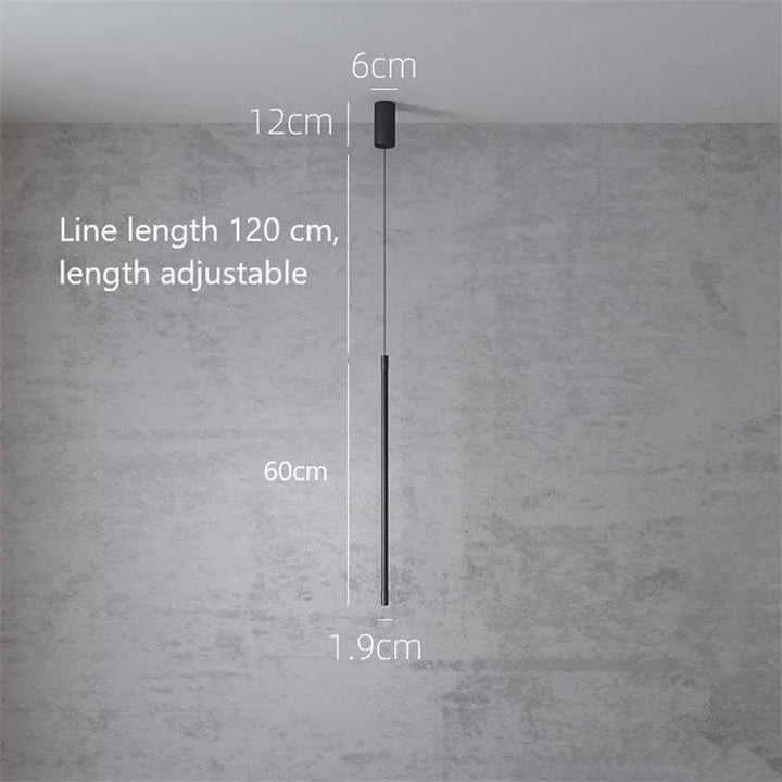 Slim Black Metal Pendant Bedroom Lamp Kalsten