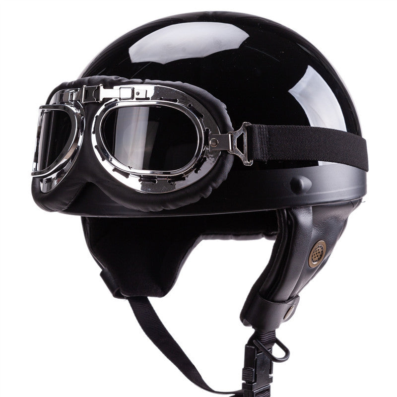 Vintage-Style Open-Face Motorcycle Helmet with Goggles Kalsten