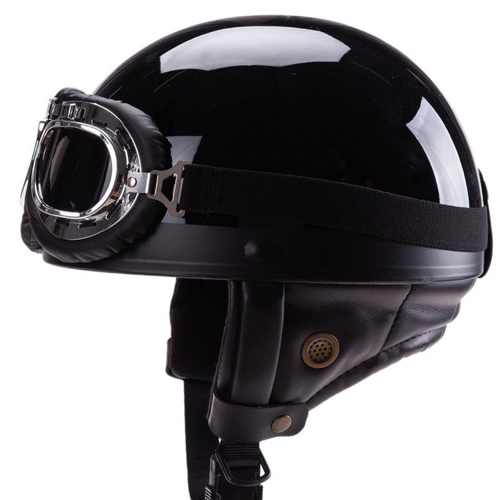 Vintage-Style Open-Face Motorcycle Helmet with Goggles Kalsten