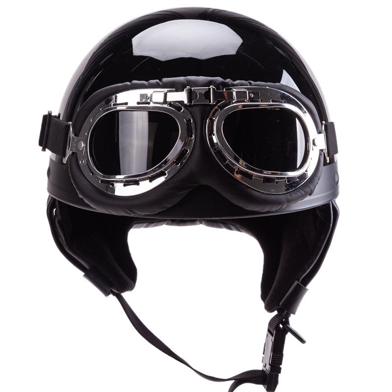 Vintage-Style Open-Face Motorcycle Helmet with Goggles Kalsten