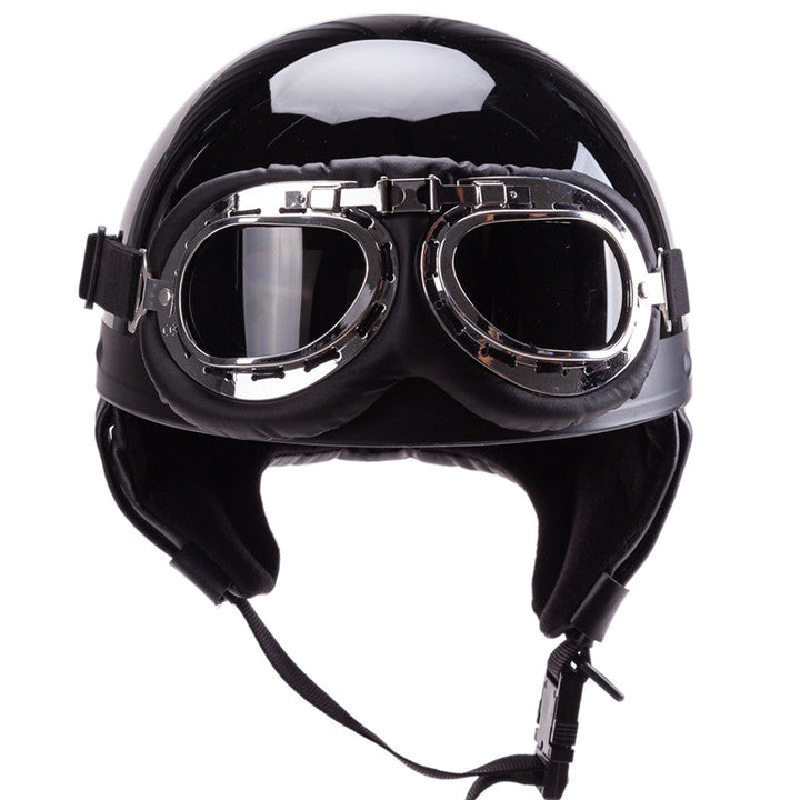Vintage-Style Open-Face Motorcycle Helmet with Goggles Kalsten