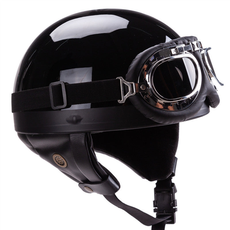 Vintage-Style Open-Face Motorcycle Helmet with Goggles Kalsten