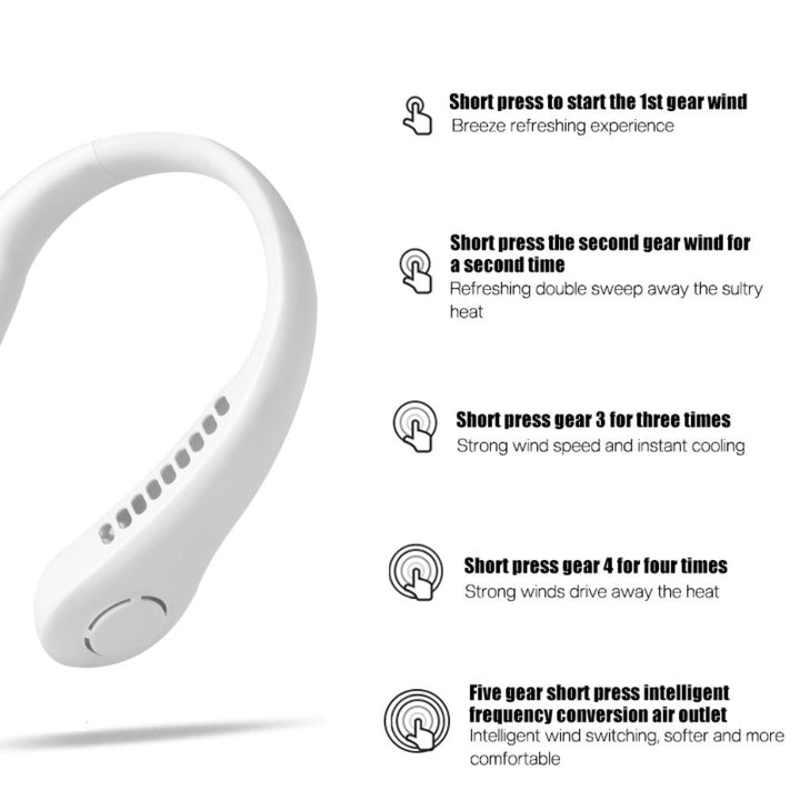 1pc Portable Neck Fan Electric Wireless Fan Rechargeable USB Mini Fan Bladeless Personal Fan Hanging Neck Cooler For Outdoor Sports | Kalsten