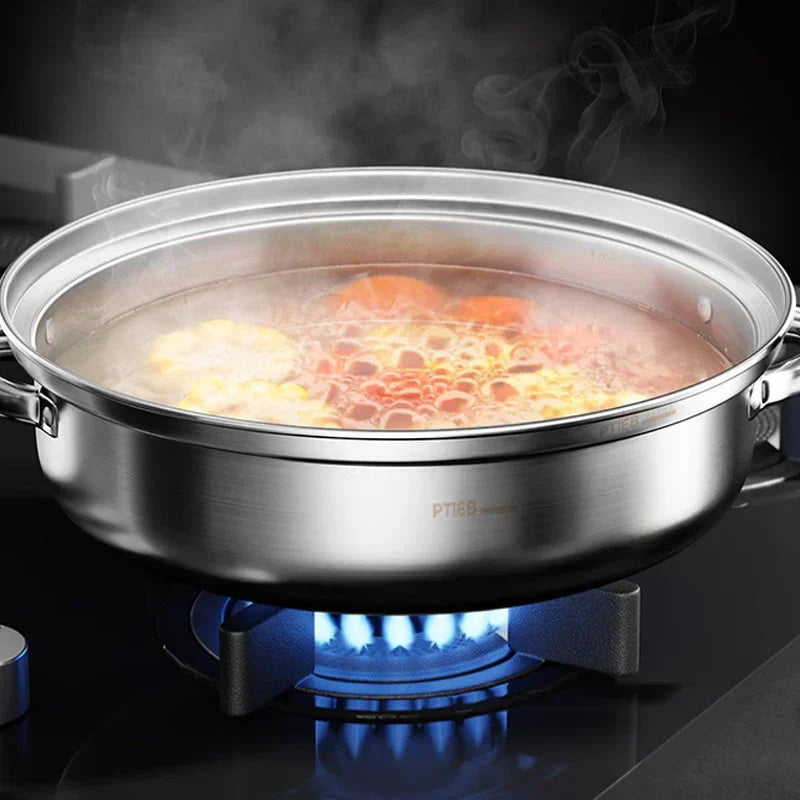 Skanto | Stainless Steel 3-Tier Steamer with Handles and Glass Lid – Healthy, Efficient Cooking
