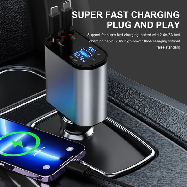 BowLift | Fast charging retractable car charger (compatible with all cars and all phones)