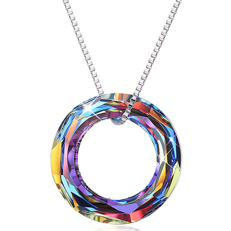 Crystal Circle Pendant Necklace Kalsten