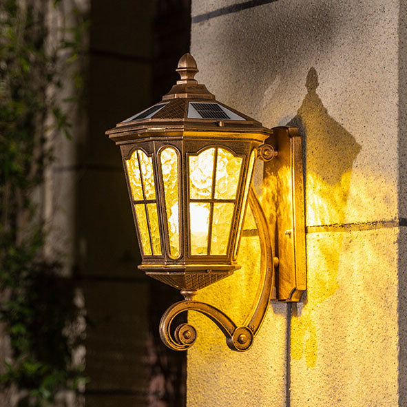 European Solar Outdoor Lantern Aluminum Glass Waterproof 1-Light Wall Sconce Lamp | Kalsten