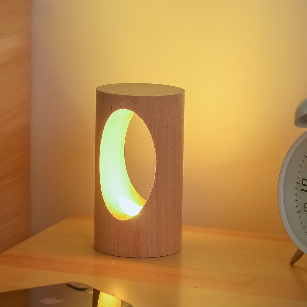 Japanese solid wood rectangular column LED night lamp USB table lamp | Kalsten