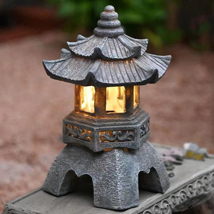 Retro Decorative Solar Tower Resin LED Outdoor Landscape Lighting | Kalsten