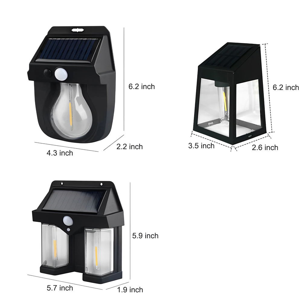 Tungsten Bulb Solar Wall Lanterns Dusk to Dawn Motion Senor Lighting | Kalsten
