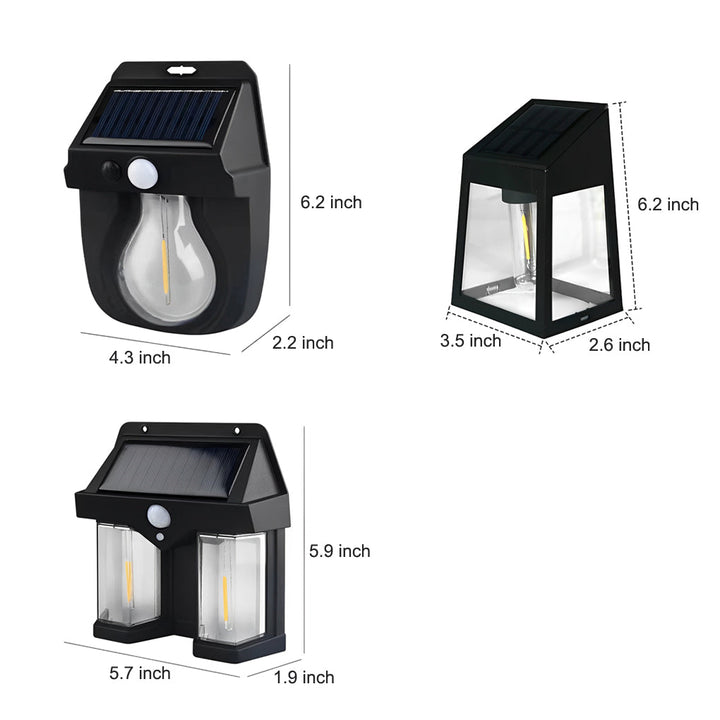 Tungsten Bulb Solar Wall Lanterns Dusk to Dawn Motion Senor Lighting | Kalsten