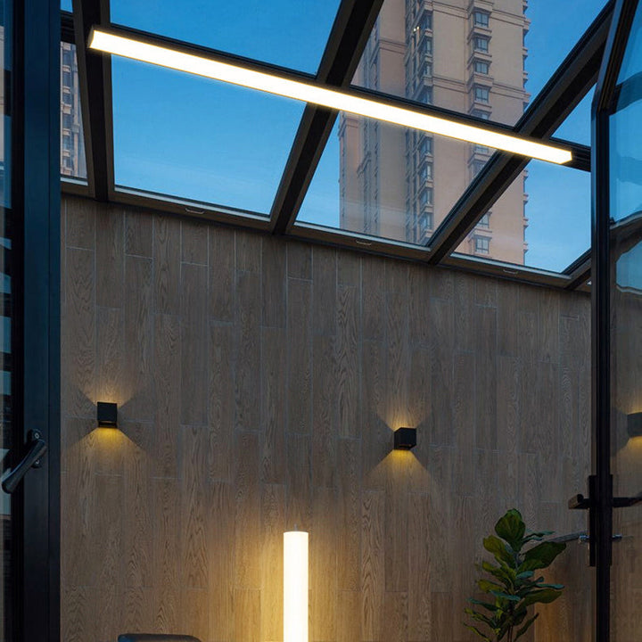 Modern Minimalist Long Rectangle Aluminum PC LED Flush Mount Ceiling Light For Outdoor Patio | Kalsten