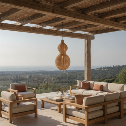 Handwoven Rattan Outdoor Pendant Light, IP65