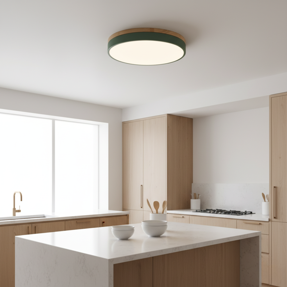 Horizon Ultra-Thin Wood-Accent Flush Mount