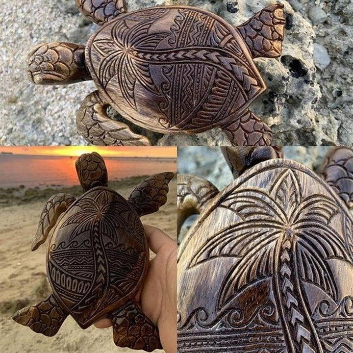Wood sculpture Hawaii turtle | Kalsten