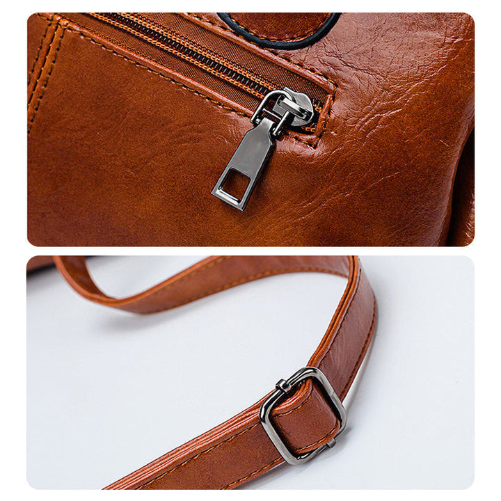 New handbags made of oil wax leather Boston, large tote bag made of soft leather | Kalsten